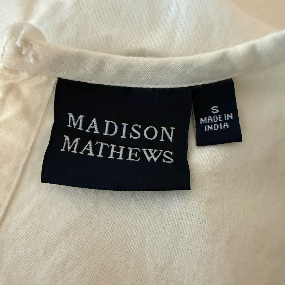 Madison Mathews - Embroidered White and Blue Mini Dress - Size Small - Picture 4 of 5
